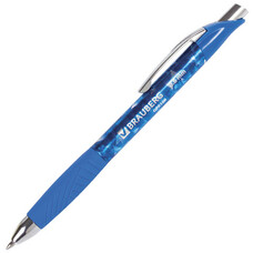Ручка гелевая автоматическая BRAUBERG "Metropolis Gel", корпус с печатью, узел 0,6 мм, линия 0,4 мм, синяя, GPR100