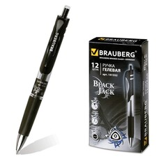 Ручка гелевая автоматическая BRAUBERG "Black Jack", трехгранная, узел 0,7 мм, линия 0,5 мм, черная, 141552