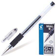 Ручка гелевая PILOT "G-1 Grip", корпус прозрачный, узел 0,5 мм, линия 0,3 мм, резиновый упор, черная, BLGP-G1-5