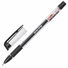 Ручка гелевая с грипом STAFF "College", ЧЕРНАЯ, корпус прозрачный, игольчатый узел 0,6 мм, линия письма 0,3 мм, 143016
