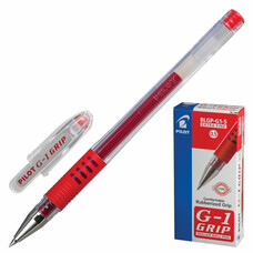 Ручка гелевая с грипом PILOT "G-1 Grip", КРАСНАЯ, корпус прозрачный, узел 0,5 мм, линия письма 0,3 мм, BLGP-G1-5