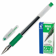 Ручка гелевая с грипом PILOT "G-1 Grip", ЗЕЛЕНАЯ, корпус прозрачный, узел 0,5 мм, линия письма 0,3 мм, BLGP-G1-5