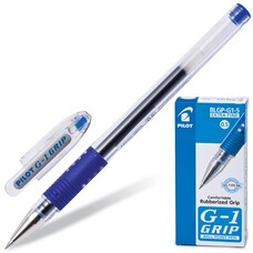 Ручка гелевая PILOT "G-1 Grip", корпус прозрачный, узел 0,5 мм, линия 0,3 мм, резиновый упор, синяя, BLGP-G1-5