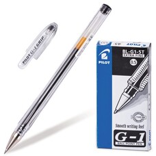 Ручка гелевая PILOT "G-1", корпус прозрачный, узел 0,5 мм, линия 0,3 мм, черная, BL-G1-5T
