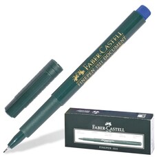 Ручка капиллярная FABER-CASTELL "Finepen 1511", корпус зеленый, толщина письма 0,4 мм, синяя, FC151151
