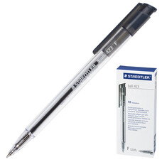 Ручка шариковая автоматическая STAEDTLER, корпус прозрачный, узел 0,7 мм, линия 0,45 мм, черная, 423 F-9