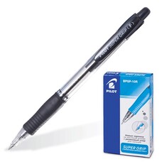 Ручка шариковая масляная автоматическая PILOT "Super Grip", узел 0,7 мм, линия 0,32 мм, резиновый упор, черная, BPGP-10R-F
