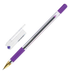 Ручка шариковая масляная MUNHWA "MC Gold", корпус прозрачный, 0,5 мм, линия 0,3 мм, фиолетовая, BMC-09
