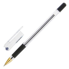 Ручка шариковая масляная MUNHWA "MC Gold", корпус прозрачный, 0,5 мм, линия 0,3 мм, черная, BMC-01