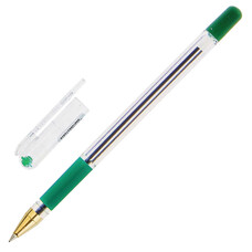 Ручка шариковая масляная MUNHWA "MC Gold", корпус прозрачный, 0,5 мм, линия 0,3 мм, зеленая, BMC-04