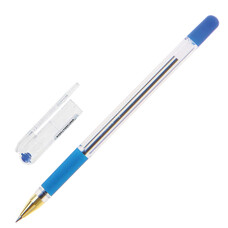 Ручка шариковая масляная MUNHWA "MC Gold", корпус прозрачный, 0,5 мм, линия 0,3 мм, синяя, BMC-02