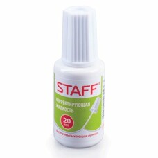 Корректирующая жидкость STAFF, 20 мл, с кисточкой, быстросохнущая, 224878