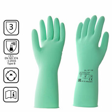 Перчатки латексные КЩС, прочные, хлопковое напыление, размер 9,5-10 XL, очень большой, зеленые, HQ Profiline, 1шт., 73589