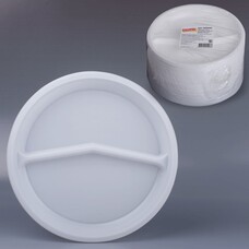 Одноразовые тарелки ЛАЙМА Бюджет, комплект 100 шт., пластиковые, 2-х секционные, d=220 мм, белые, ПС, 600945