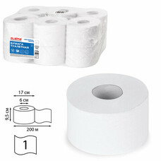 Бумага туалетная 200 м, LAIMA (Т2), "UNIVERSAL WHITE", 1-слойная, цвет белый, КОМПЛЕКТ 12 рулонов, 111335