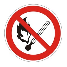 Знак запрещающий "Запрещается пользоваться открытым огнем и курить", круг, диаметр 200мм, самоклейка, 610002/Р 02