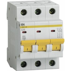 Выключатель автоматический IEK ВА47-29 (MVA20-3-025-C) 25A тип C 4.5kA 3П 400В 3мод белый (упак.:1шт