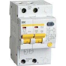 Выключатель автом. дифф. тока IEK АД12 (MAD10-2-016-C-030) 16A тип C 4.5kA 30мА AC 2П 230В 3мод белы