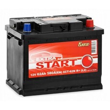 Аккумулятор автомобильный КАТОД EXTRA START Extra Start 62Ач 580A [6ст-62n r+ (l2)]