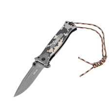 Нож складной, многоцелевой, системы Liner-Lock, с накладкой G10 на прямой рук-ке+стеклобой Denzel [79208]