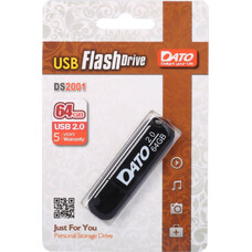 Флешка USB DATO DS2001 64ГБ, USB2.0, черный [ds2001-64g]