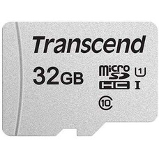Карта памяти microSDHC UHS-I U1 Transcend 32 ГБ, 100 МБ/с, Class 10, TS32GUSD300S, 1 шт., переходник без адаптера