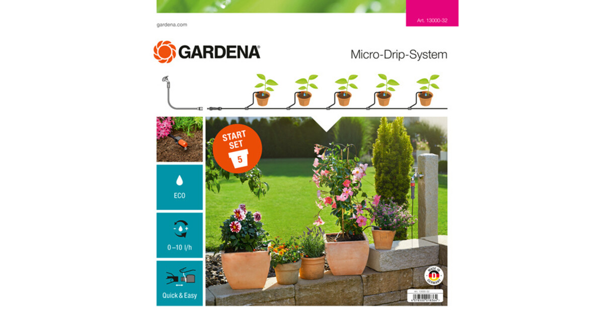 Озон гардена. Комплект базовый Gardena. Gardena Micro Drip System. Gardena Micro-Drip-System-start- Set. Система микрокапельного полива Gardena start Set для горшков.