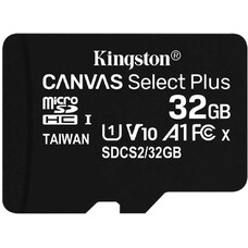 Карта памяти microSDHC UHS-I U1 Kingston Canvas Select Plus 32 ГБ, 100 МБ/с, Class 10, SDCS2/32GBSP, 1 шт., переходник без адаптера