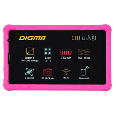 Детский планшет DIGMA CITI Kids 81, 2GB, 32GB, 3G, Android 10.0 Go розовый [cs8233mg]