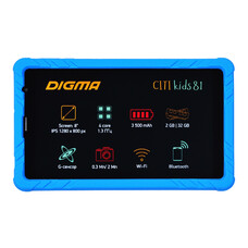 Детский планшет DIGMA CITI Kids 81, 2GB, 32GB, 3G, Android 10.0 Go синий [cs8233mg]