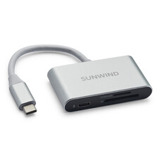 Картридер внешний SunWind SW-CR051-S, серебристый