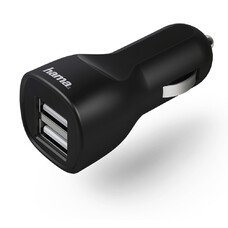 Автомобильное зарядное устройство HAMA H-1401660, 2xUSB, 1.2A, черный [00173624]