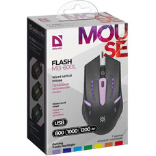 Мышь Defender Flash MB-600L, игровая, оптическая, проводная, USB, черный [52600]