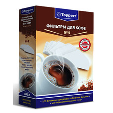 Фильтры для кофе TOPPERR №4, для кофеварок капельного типа, бумажные, 1х4, 100 шт, белый [3012]