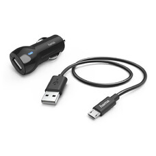 Комплект зарядного устройства HAMA H-183246, USB, microUSB, 2.4A, черный [00183246]