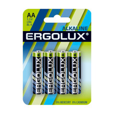AA Батарейка ERGOLUX Alkaline LR6-BL4, 4 шт. 2800мAч