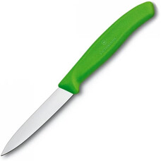 Нож кухонный Victorinox Swiss Classic, для чистки овощей и фруктов, 80мм, заточка прямая, стальной, салатовый [6.7606.l114]