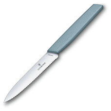 Нож кухонный Victorinox Swiss Modern, универсальный, 100мм, заточка серрейтор, стальной, мятный [6.9006.10w21]
