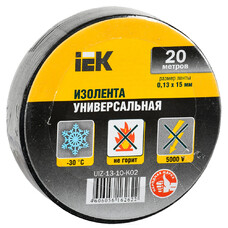 Изолента IEK UIZ-13-10-K02, ширина 15мм, 20м, черный, 1шт