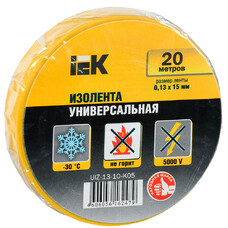 Изолента IEK ширина 15мм, 20м, желтый, 1шт [uiz-13-10-k05]