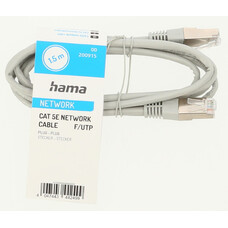 Патч-корд HAMA H-200915 UTP, cat.5E, 1.5м, одножильный (solid), серый