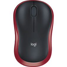 Мышь Logitech M185, оптическая, беспроводная, USB, красный и черный [910-002237]
