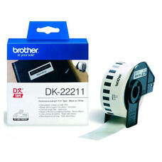 Картридж BROTHER DK22211, белый / 29мм, черный шрифт, белый фон, 15.2м ( DK22211