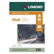 Фотобумага Lomond A4, для струйной печати, 25л, 130г/м2, белый, покрытие матовое /матовое [0102039]
