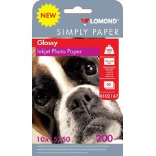 Бумага Lomond Simply, для струйной печати, 50л, 200г/м2, белый, покрытие глянцевое [0102167]