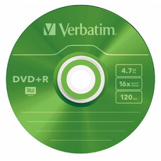 Оптический диск DVD+R VERBATIM 4.7Гб 16x, 5шт., slim case, разноцветные [43556]