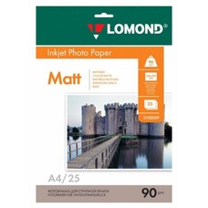 Фотобумага Lomond A4, для струйной печати, 25л, 90г/м2, белый, покрытие матовое [0102029]