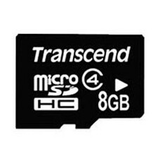 Карта памяти microSDHC TRANSCEND 8 ГБ, Class 4, TS8GUSDHC4, 1 шт., переходник SD