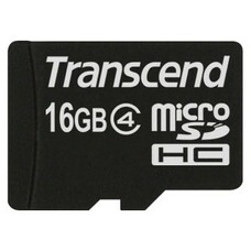 Карта памяти microSDHC TRANSCEND 16 ГБ, Class 4, TS16GUSDHC4,  1 шт., переходник SD