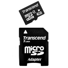 Карта памяти microSDHC TRANSCEND 32 ГБ, Class 4, TS32GUSDHC4,  1 шт., переходник SD